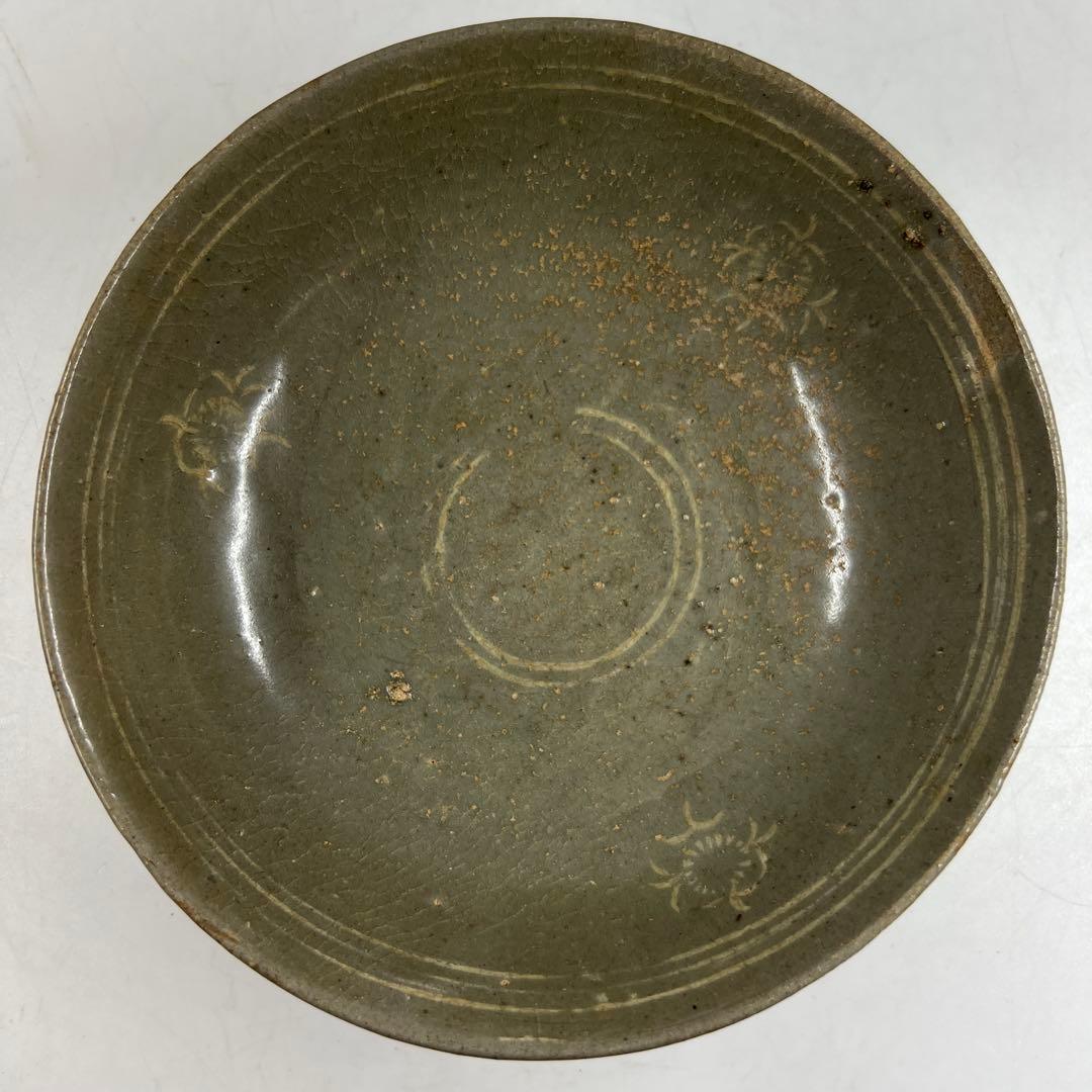 16世紀　高麗青磁白泥象嵌　鉢　直径17㎝　トヒト　本な7-0608☆1F