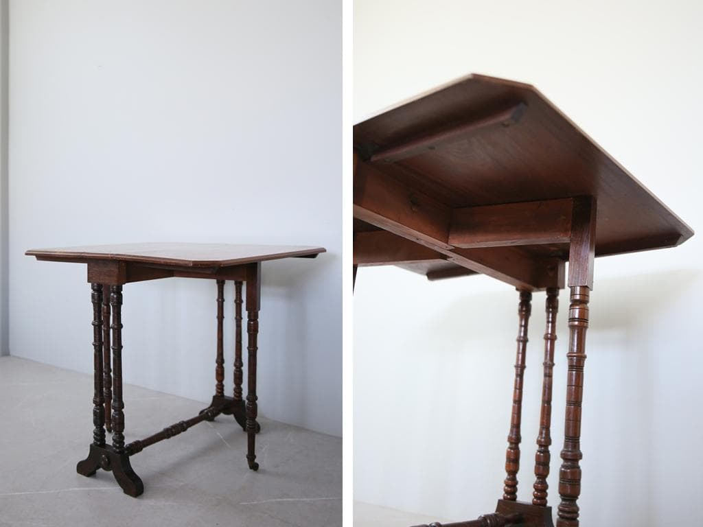 英国アンティーク木製ゲートレッグテーブル/ダイニング机/バタフライ(89-226