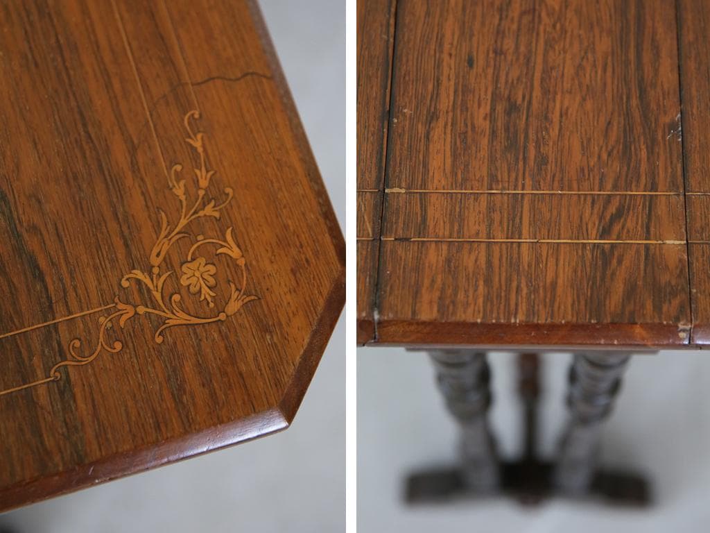 英国アンティーク木製ゲートレッグテーブル/ダイニング机/バタフライ(89-226