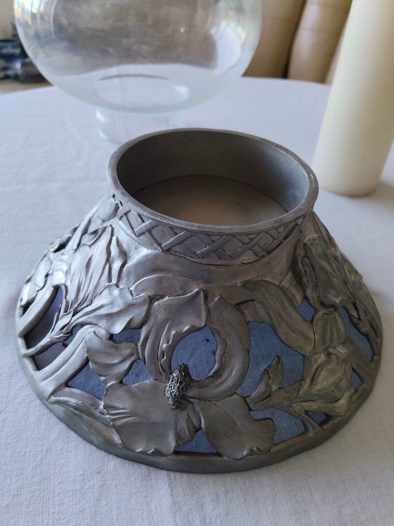 カナダSeagullシーガル社製 ガラスとピューターのキャンドルホルダー