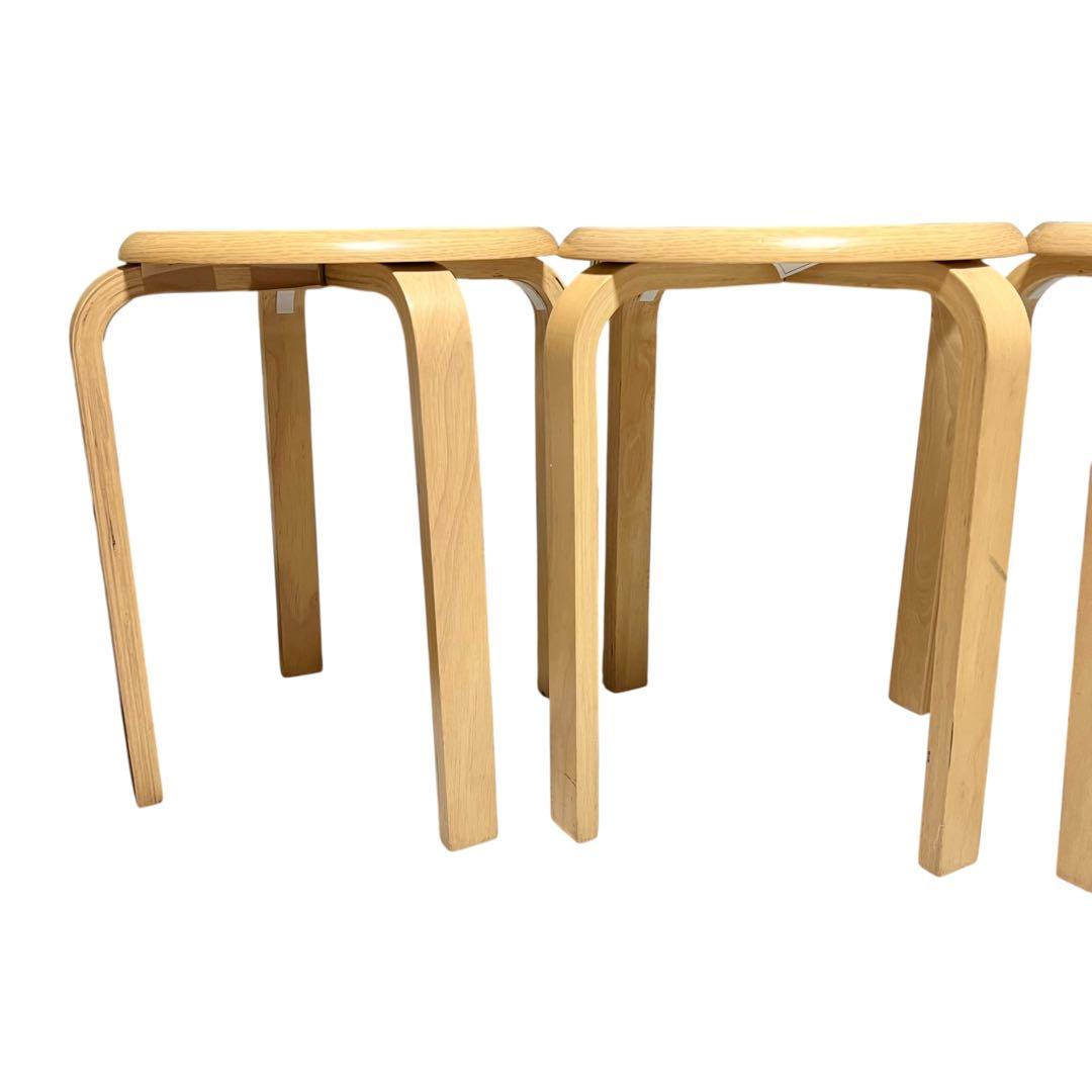 木製曲木チェア スツール スタッキング ナチュラル 4脚セット　不二貿易