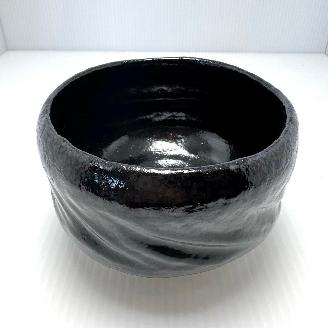 新品未使用 黒楽茶碗 三代佐々木松楽 楽焼 楽焼窯元 黒 共箱 説明書