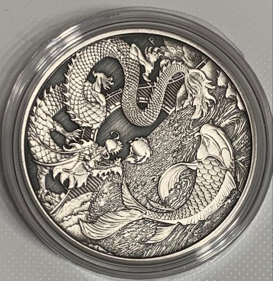 コレクション DRAGON & KOI Antique 1 Oz Silver Coin 1$