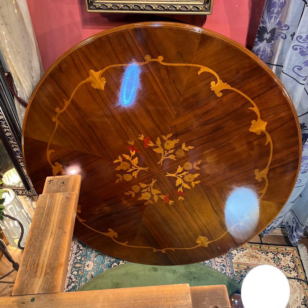 meru 引取価格　ヴィンテージ イタリアン象嵌　ラウンドテーブル
