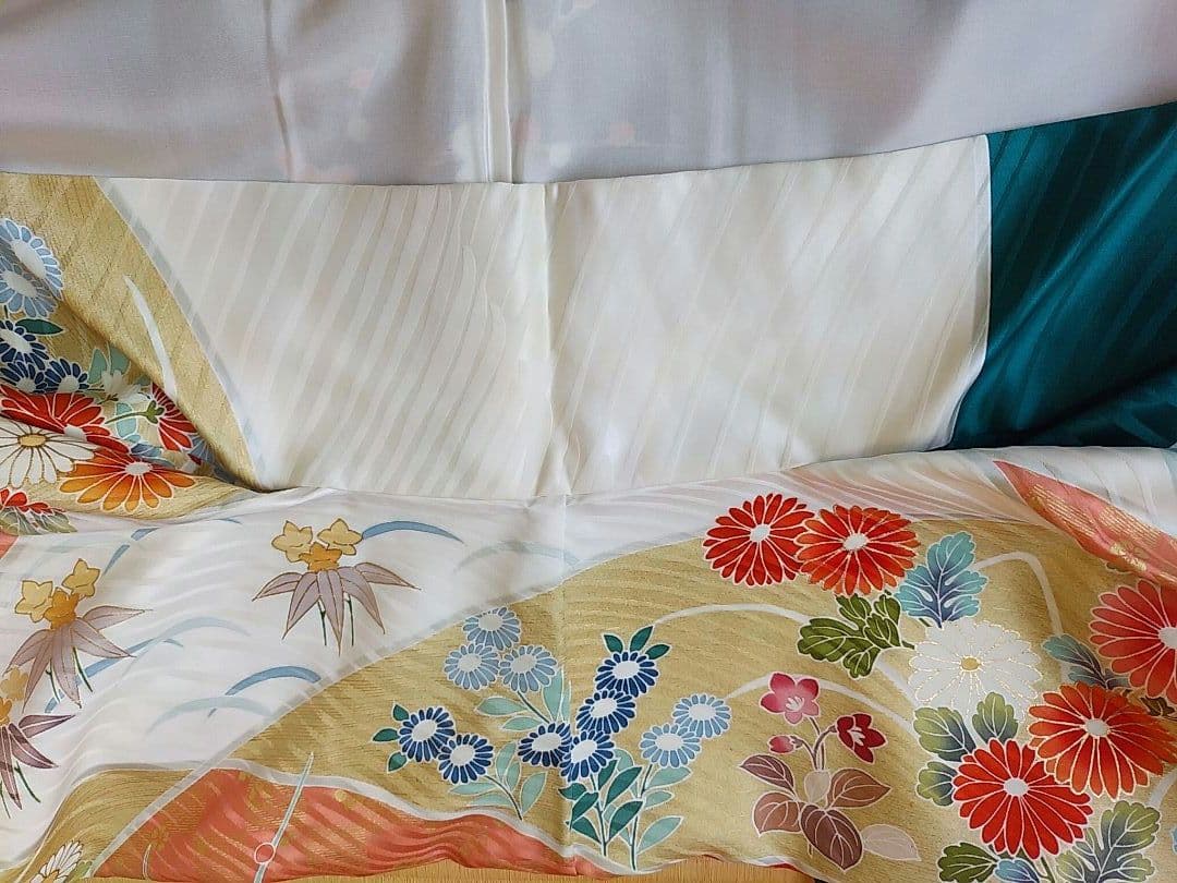 PK-18/25　振袖　鉄色地　季節の花々　鴛　地紋　金糸刺繍　金彩　豪華