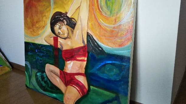 太陽  油絵   【送料無料】