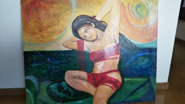 太陽  油絵   【送料無料】