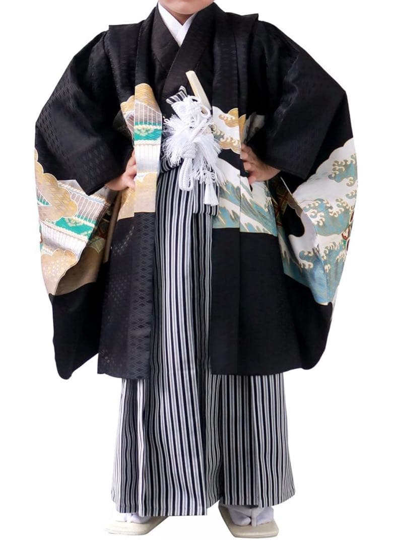 七五三　５歳　男の子　肩上げ済　袴　フルセット