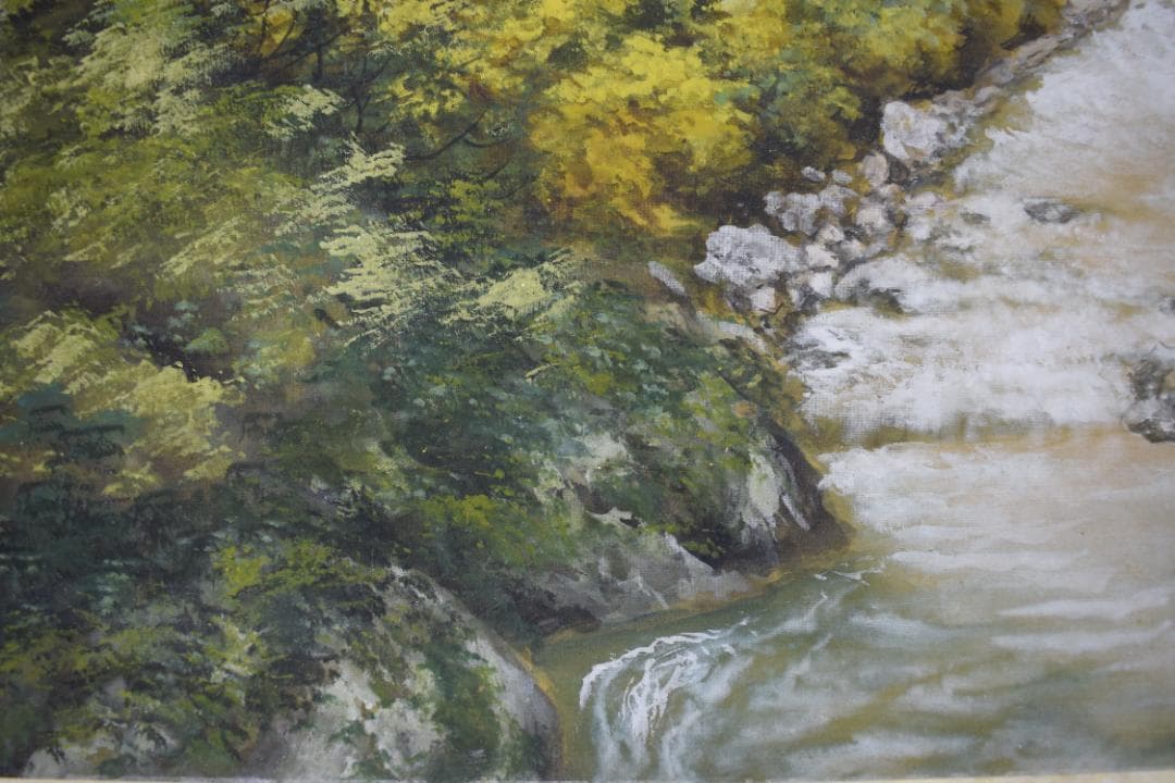 【真作】山元春挙/谷川之音/青緑清水図/横物/掛軸☆宝船☆Y-485　JM