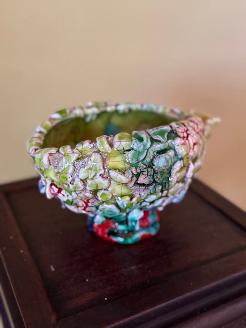 氏家昴大　織部漆赤塗片口　現代アート