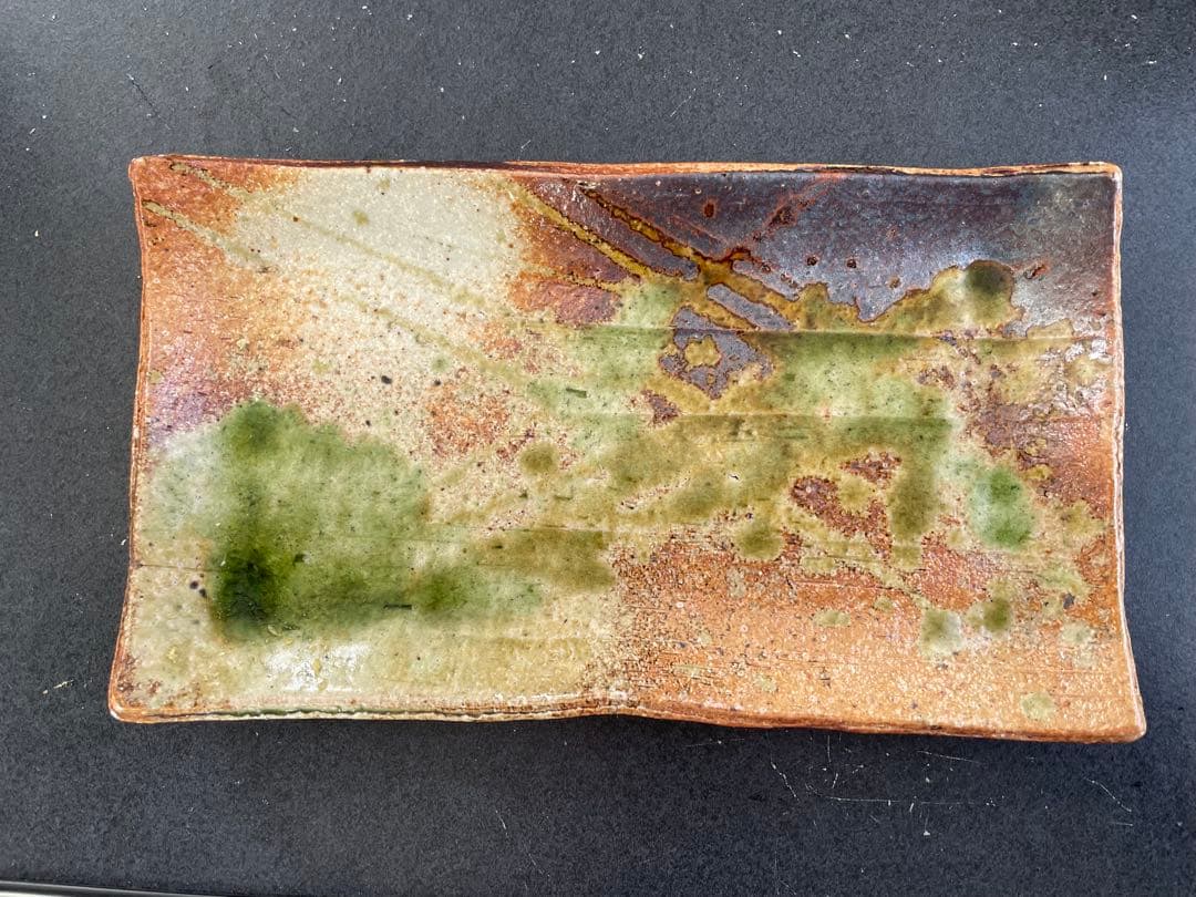 信楽　角　皿　備前　伊賀　窯変