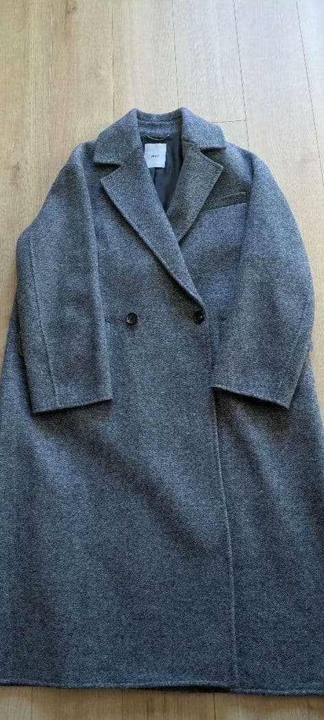 ebure エブール　ウールツイルリバー　ダブルチェスターコート　グレー