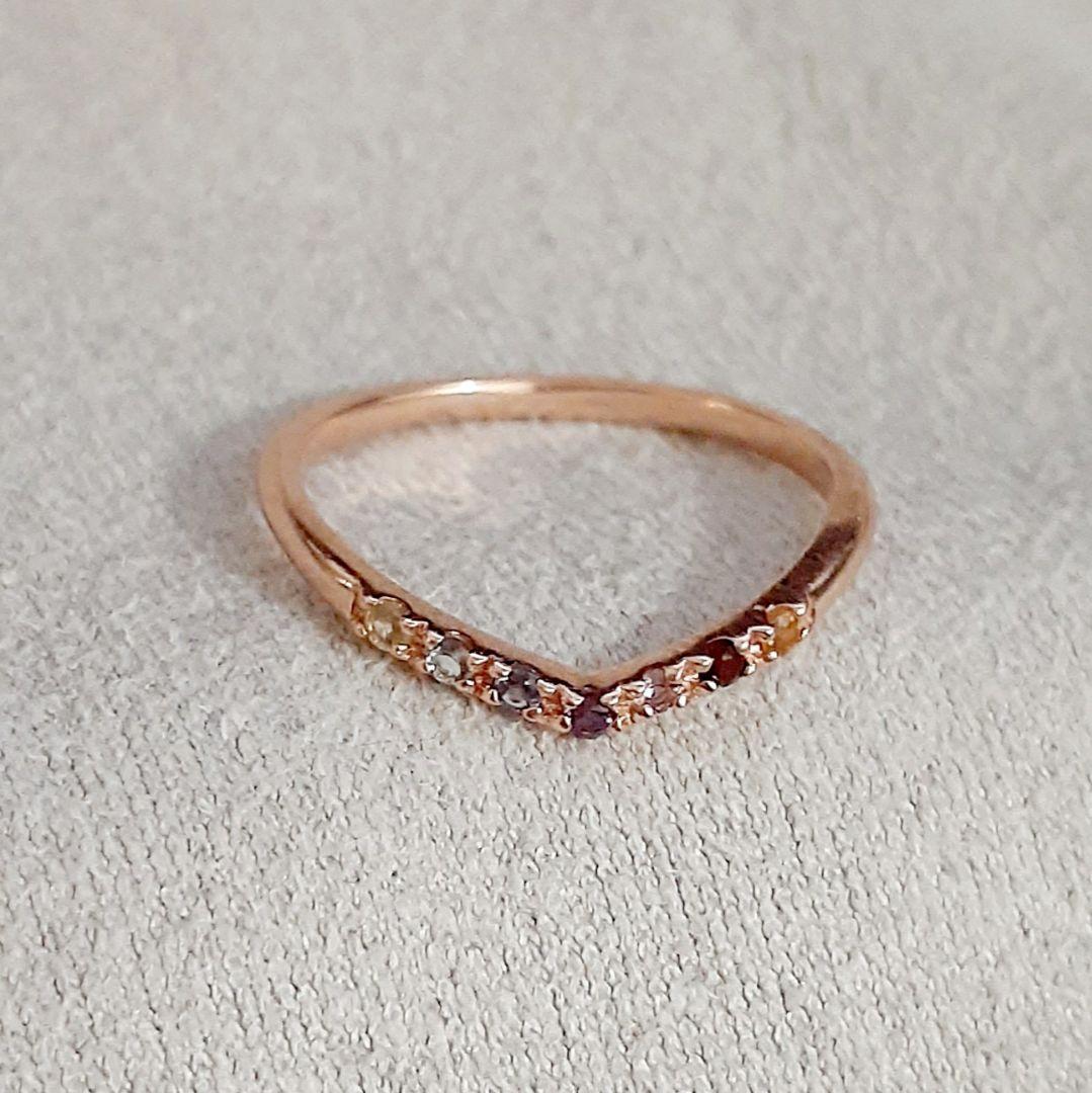 エテ K10PG Vライン アミュレット ピンキーリング