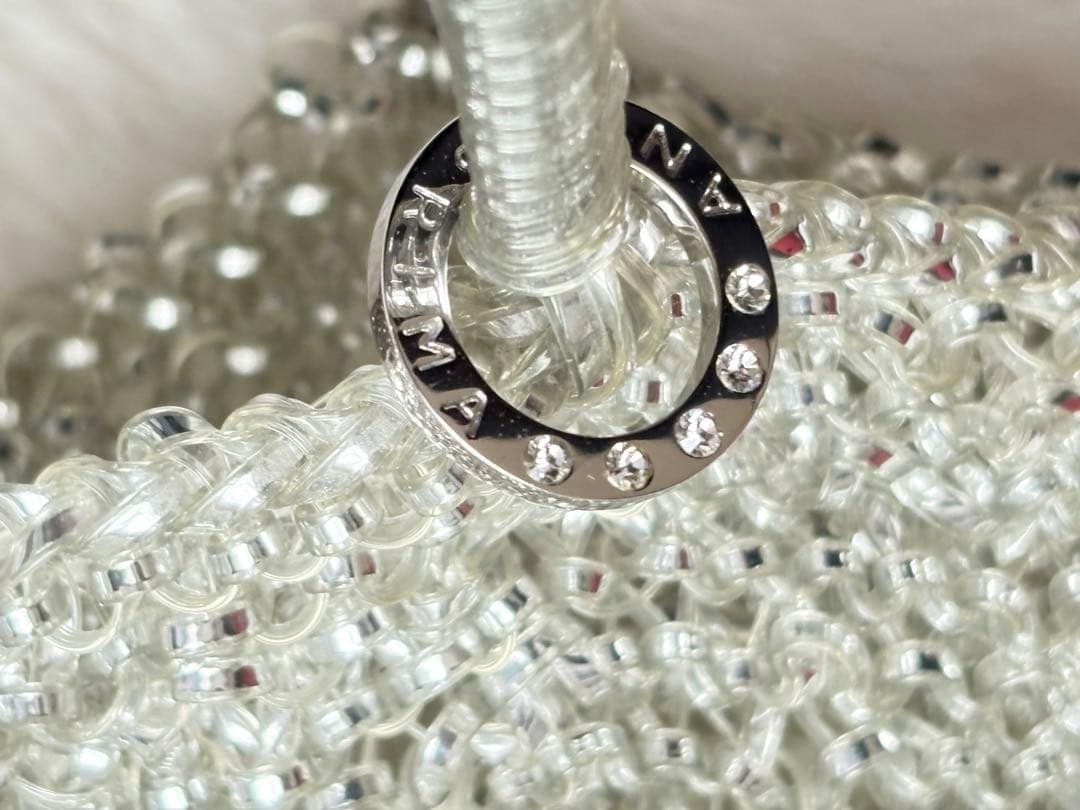 ANTEPRIMA ワイヤーバッグ スクエア ラインストーン ロゴ リング