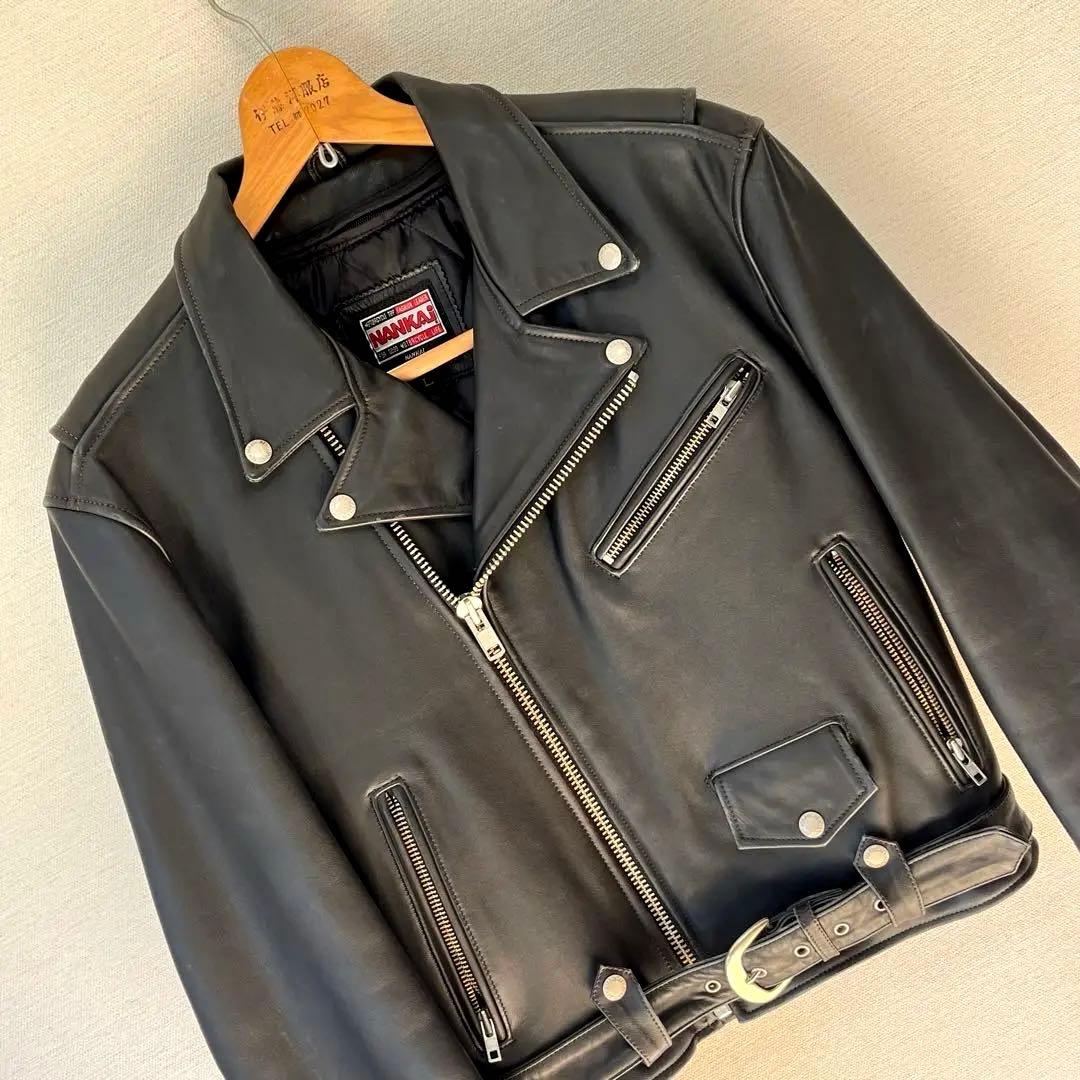 NANKAI ナンカイ　ダブルライダースジャケット レザー Lサイズ　ブラック