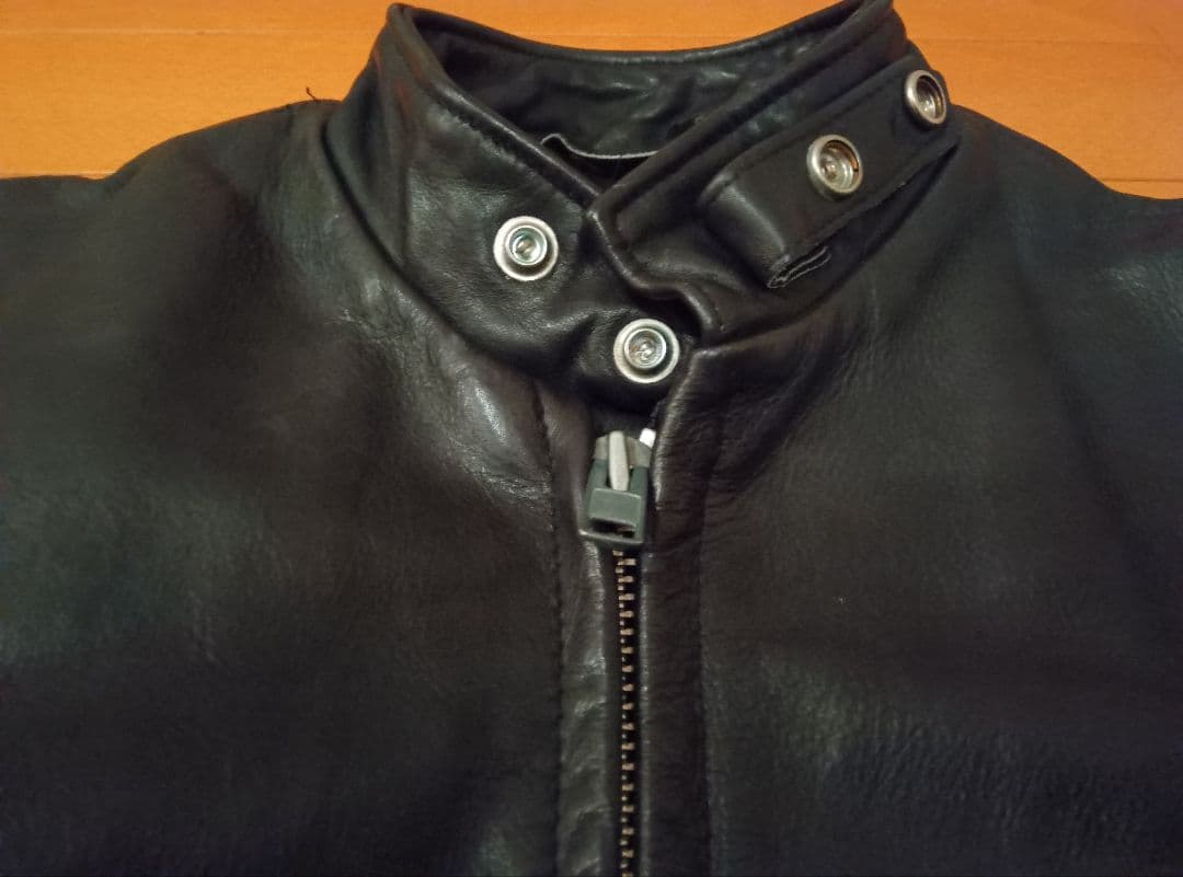 美品SCHOTTシングルライダース14134黒ブラック米国製オイルドカウレザー