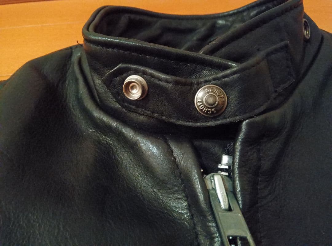 美品SCHOTTシングルライダース14134黒ブラック米国製オイルドカウレザー