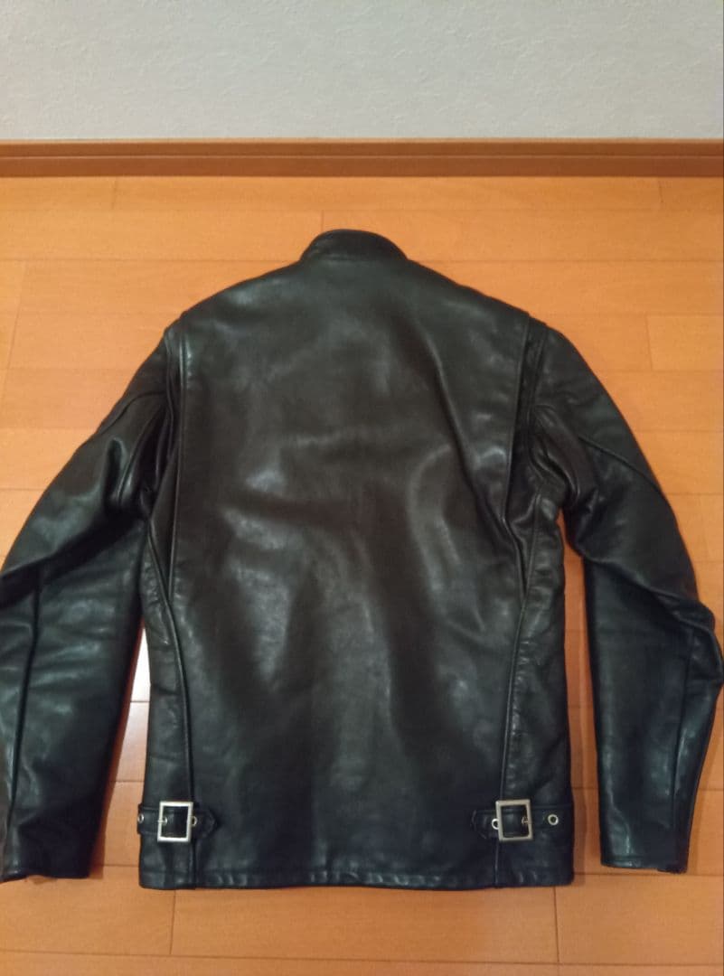 美品SCHOTTシングルライダース14134黒ブラック米国製オイルドカウレザー