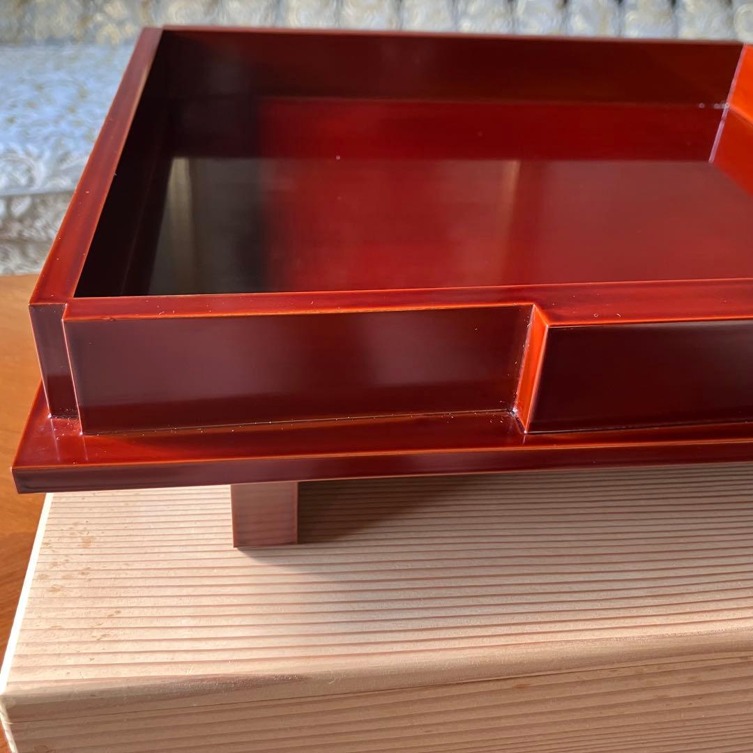 象彦 脚付き盆 溜塗り