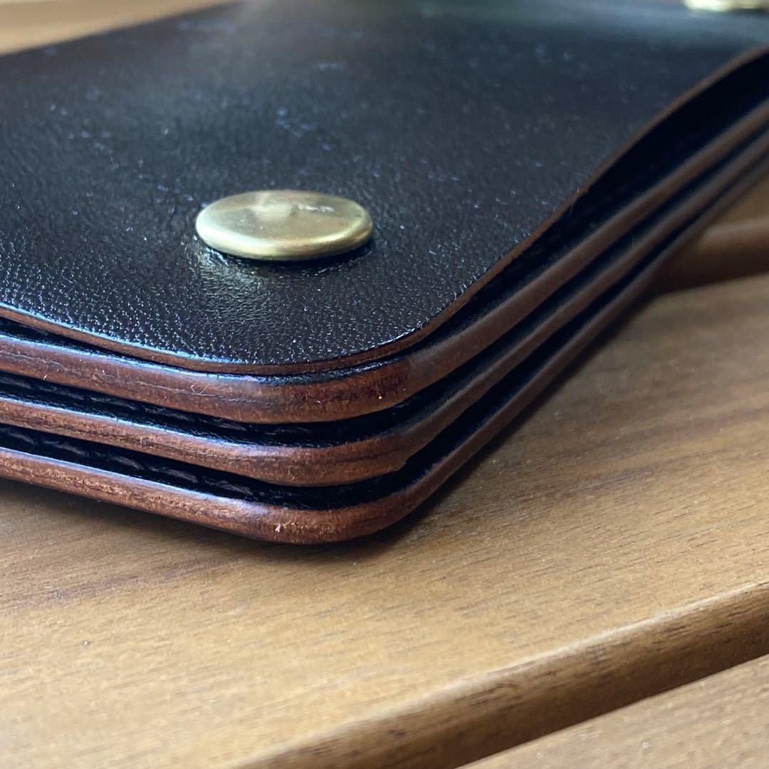 【茶芯・馬革】トラッカーウォレット　３層・ブラック