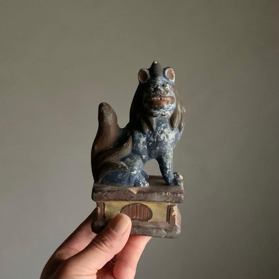 獅子と狛犬 陶人形 古美術 古道具 アンティーク 獅子 狛犬