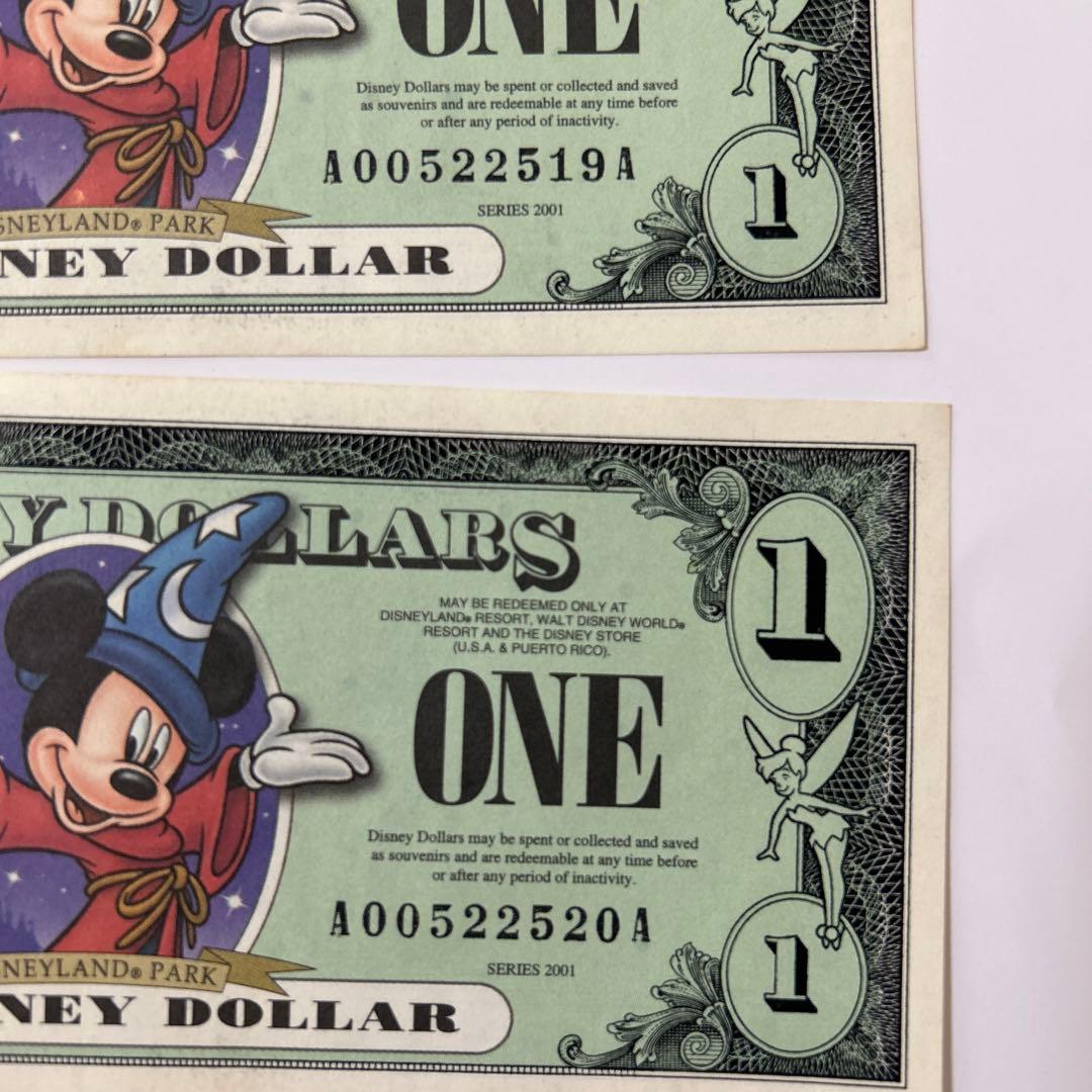 Disney dollar ディズニー　ドル　ミッキーマウス5枚セット