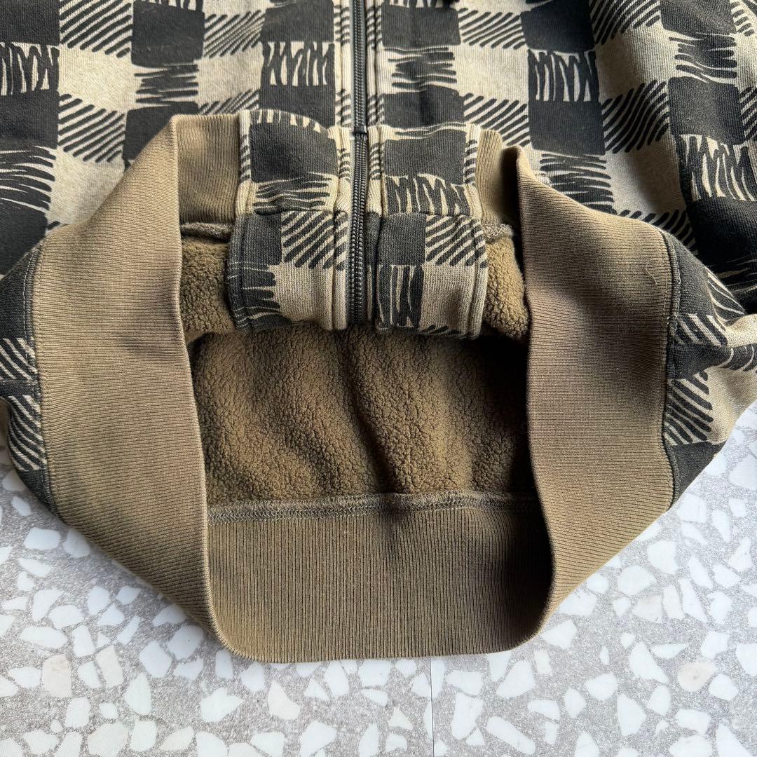 【総柄ジップパーカー】stussyモザイク古着ストリート横ノリユニセックスM.