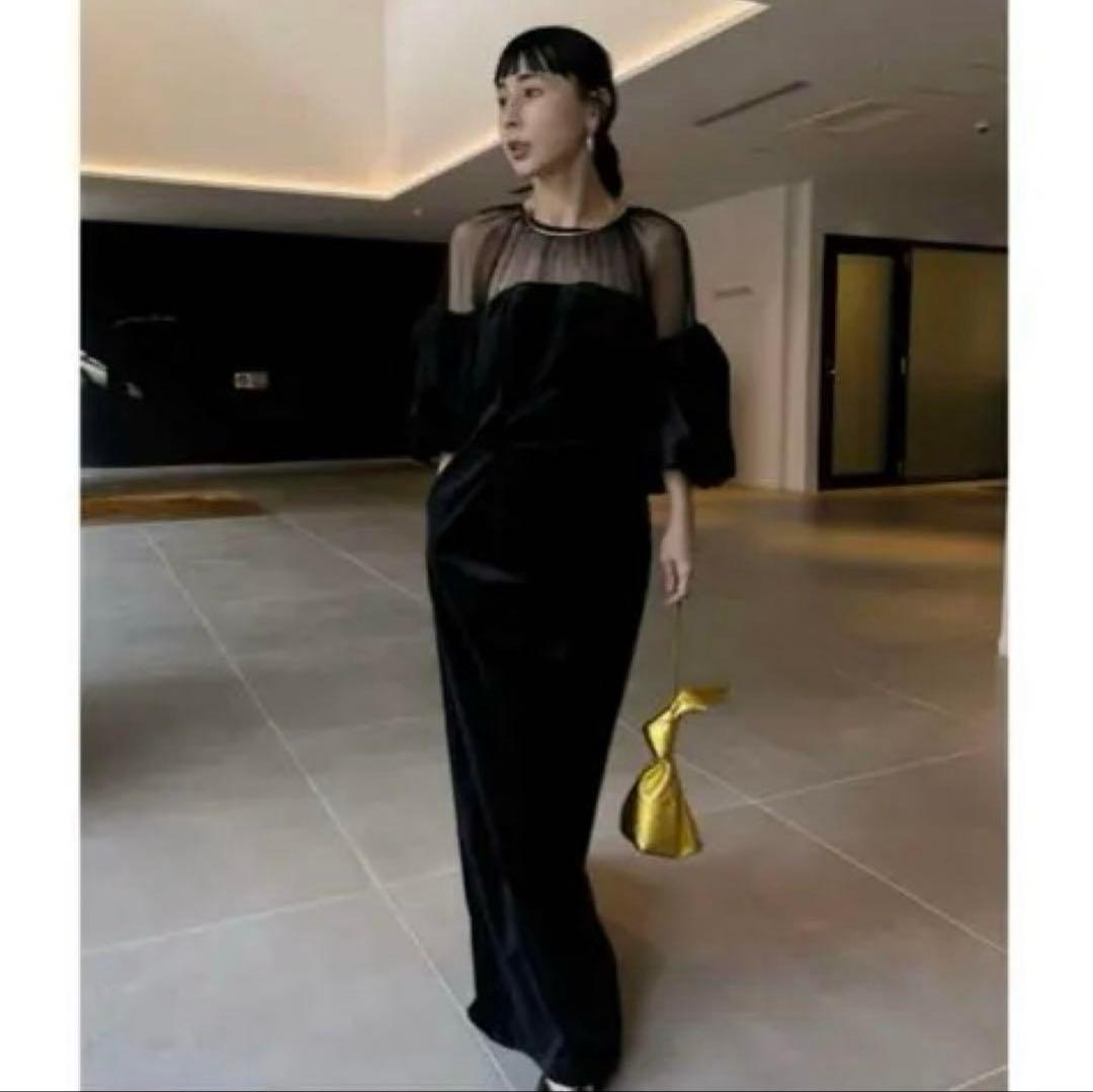 スーツ・フォーマル・ドレス AmeriVINTAGE SOUFFLE SLEEVE VELOUR DRESS