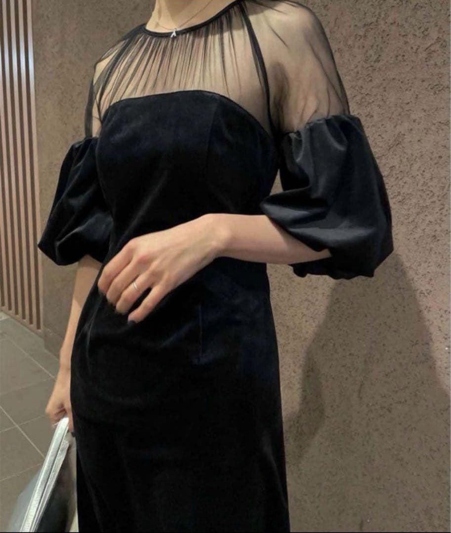 スーツ・フォーマル・ドレス AmeriVINTAGE SOUFFLE SLEEVE VELOUR DRESS