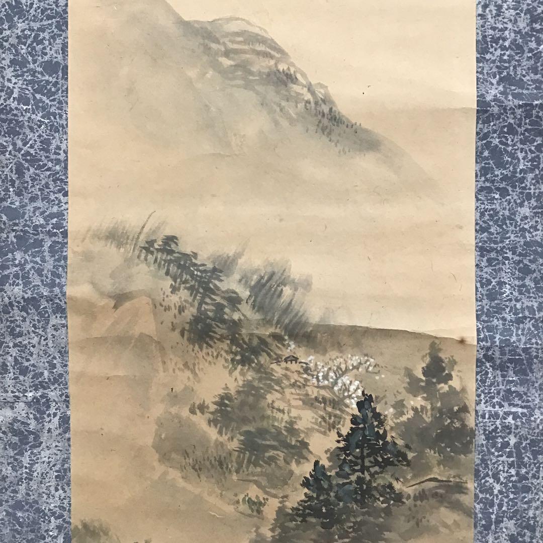 K茶道具　掛軸　奈良の名勝「月瀬春景(梅花)圖」　秋峯作　自作桐箱　S205KJ