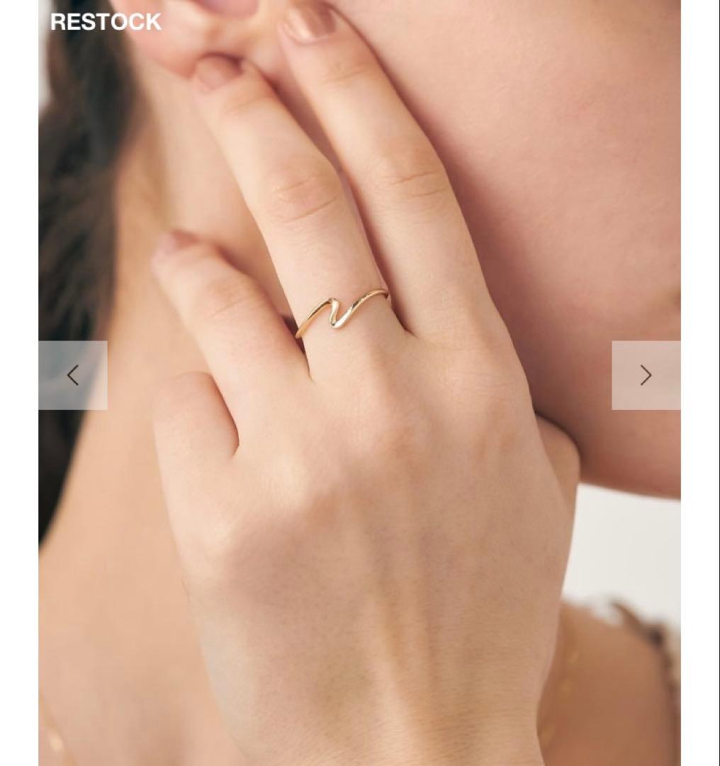 ete K10 ウェーブ リング 15号 レイヤード 美品