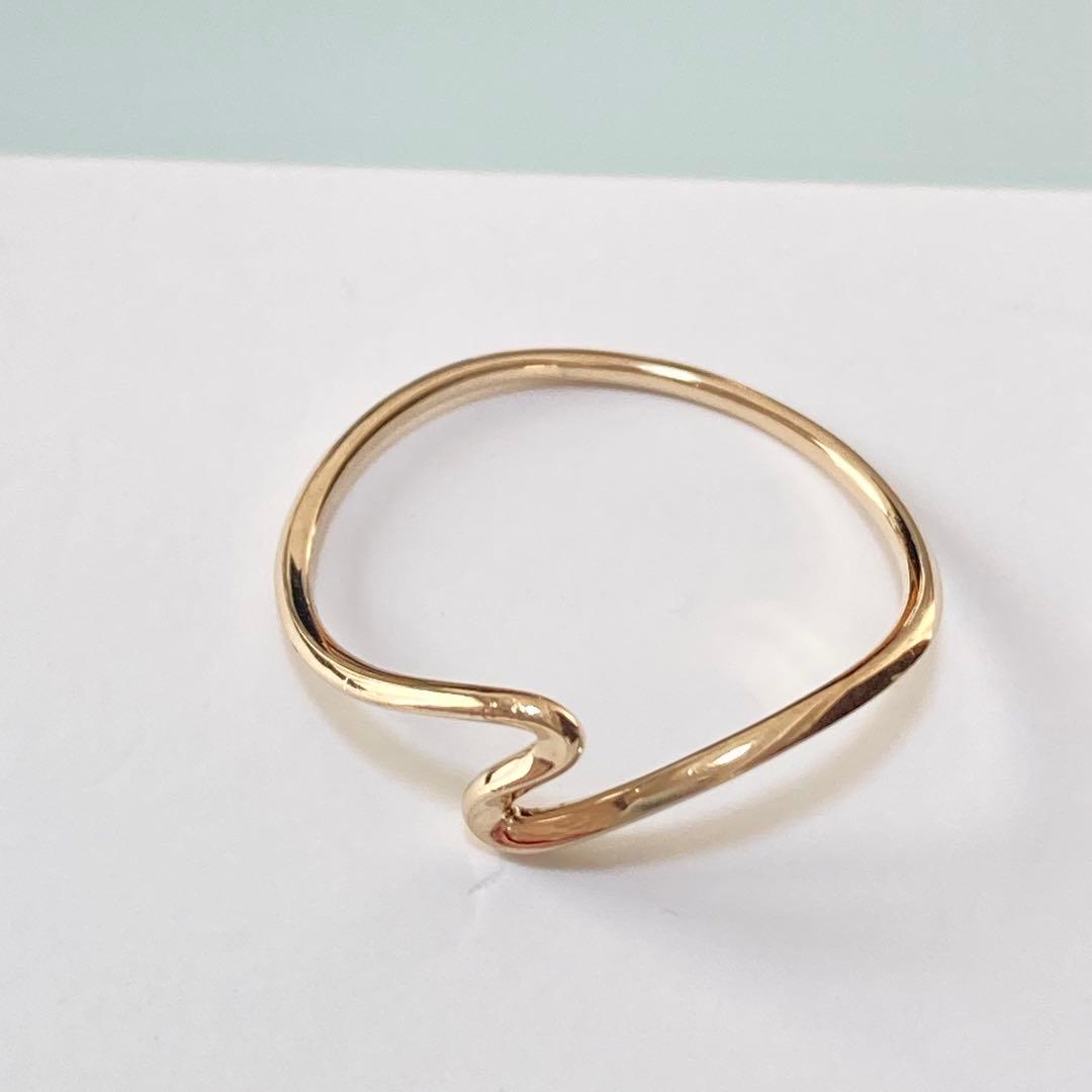 ete K10 ウェーブ リング 15号 レイヤード 美品