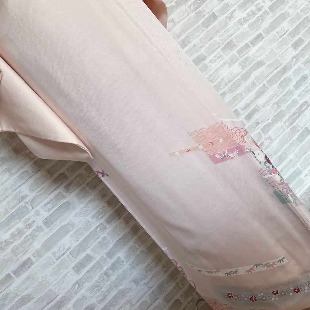 訪問着　フルセット　雪輪　紐紋様　檜垣地紋　金彩加工　着物　H7