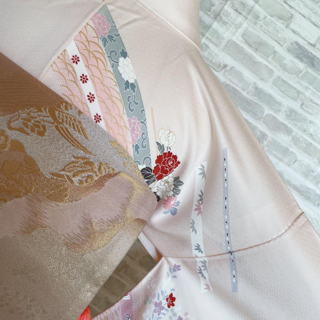 訪問着　フルセット　雪輪　紐紋様　檜垣地紋　金彩加工　着物　H7