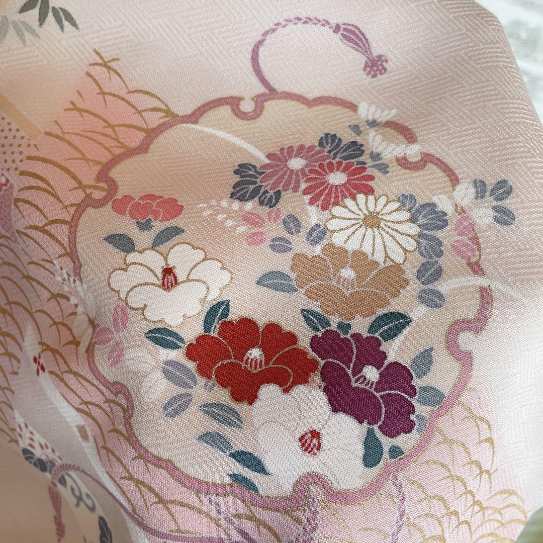 訪問着　フルセット　雪輪　紐紋様　檜垣地紋　金彩加工　着物　H7