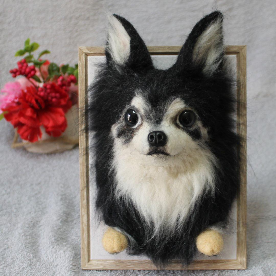 梅太郎さま専用 羊毛フェルト 額飾り 「リアルで可愛いワンちゃん」チワワ