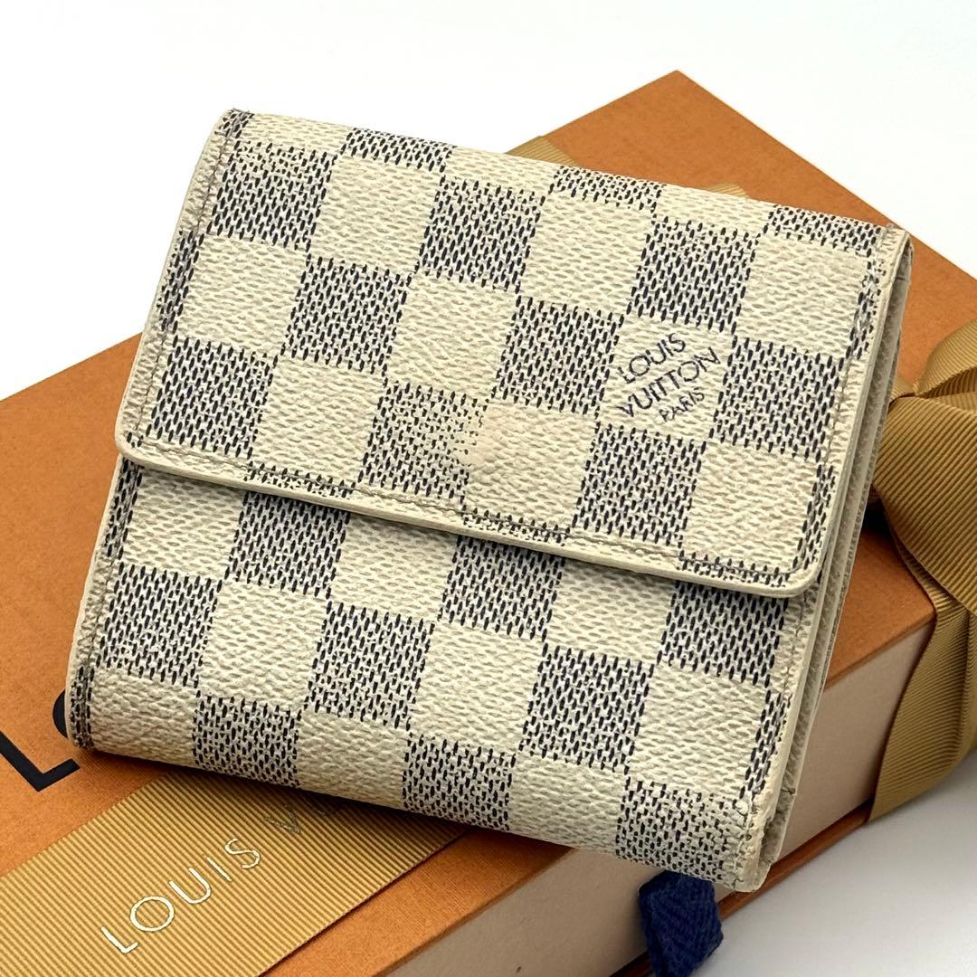 【新型美品】 ルイヴィトン ダミエアズール ポルトフォイユ エリーズ 三つ折り