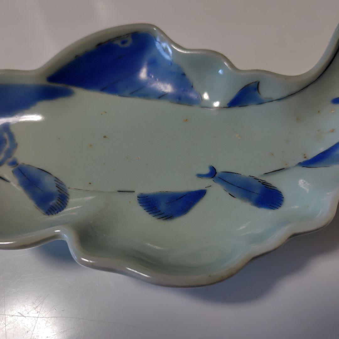古伊万里 青磁染付 鮎皿