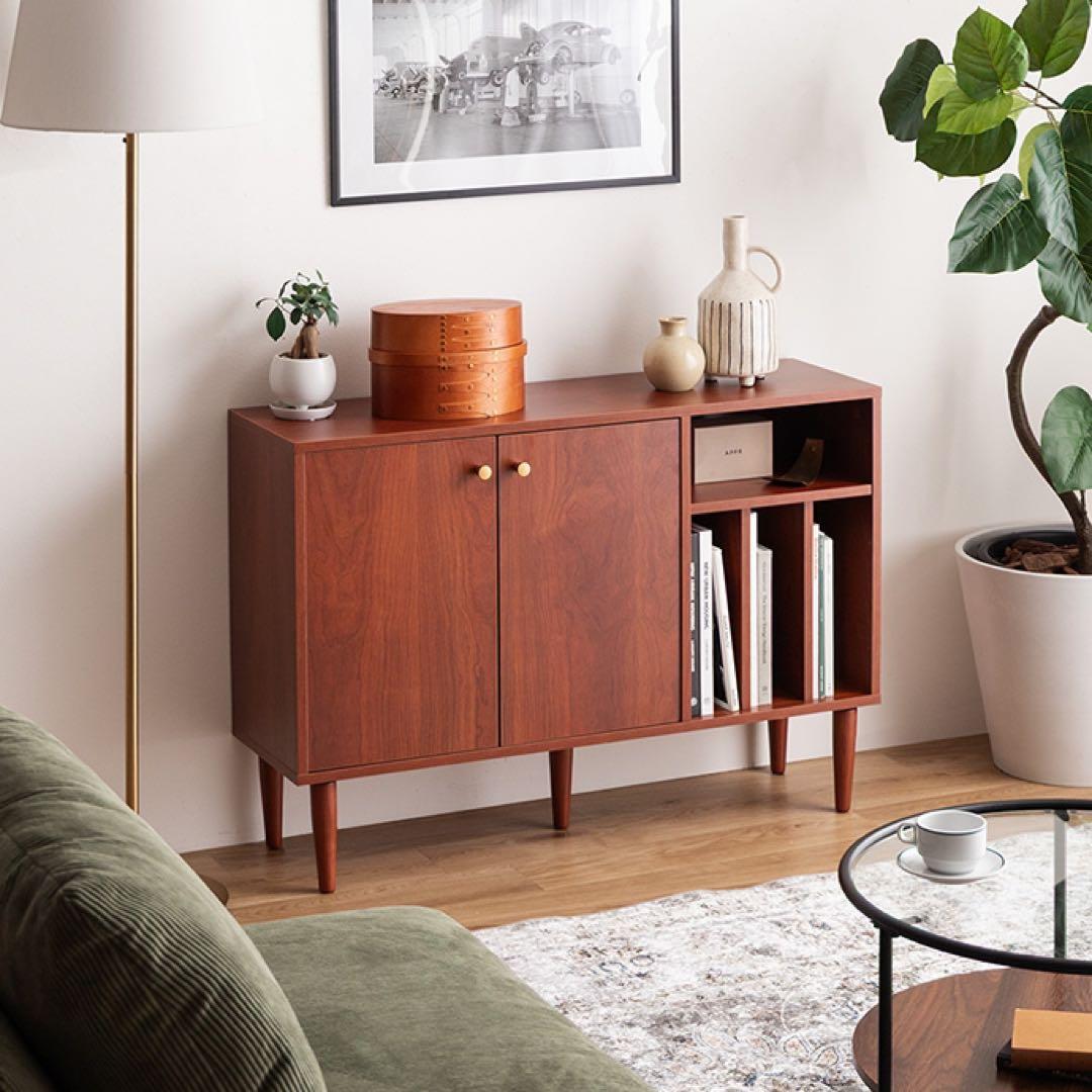 【幅100cm】本棚付きキャビネット