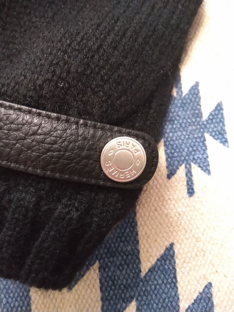 特価❗美品❗HERMES エルメス カシミヤ 手袋 グローブ ボルチモア 黒 M