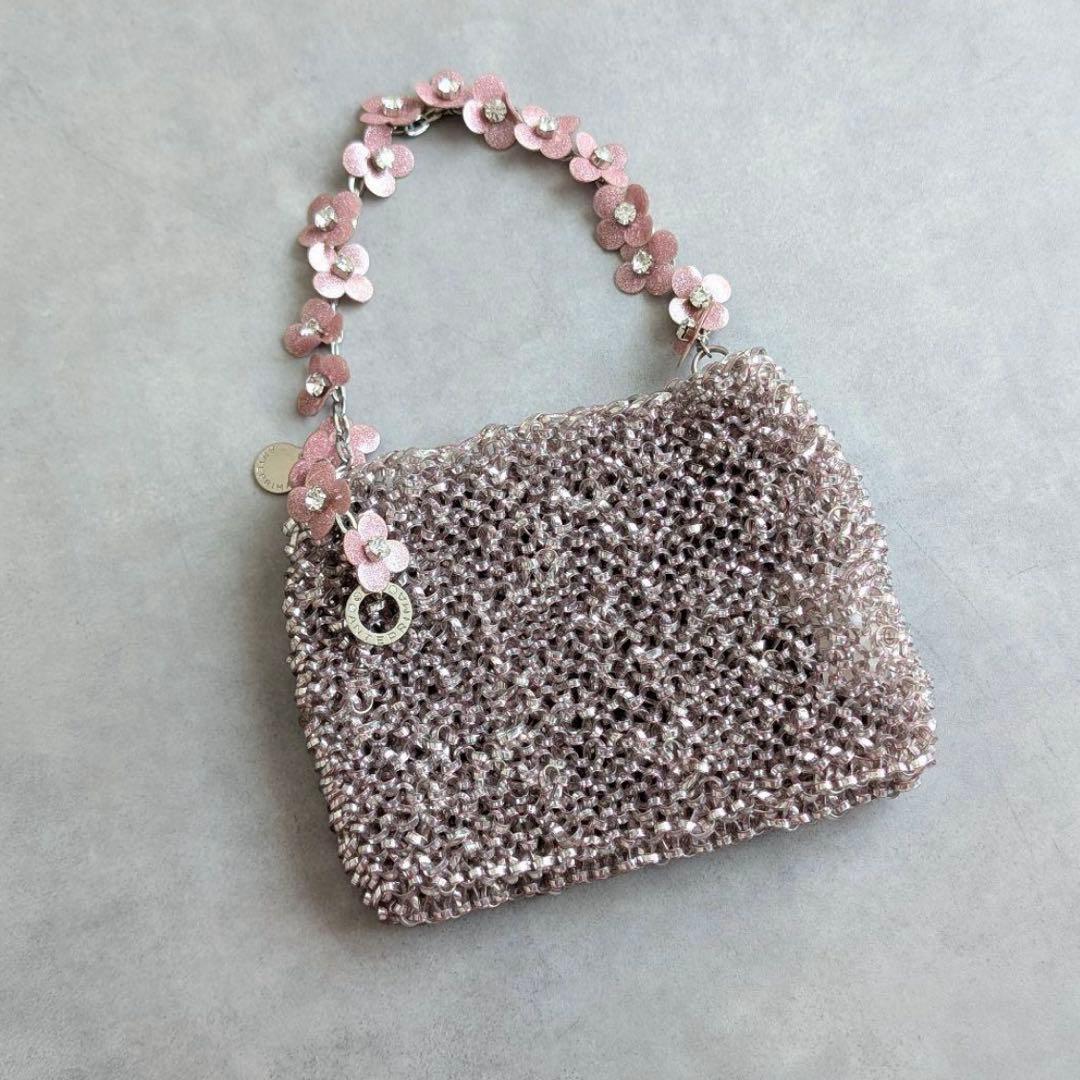 ANTEPRIMA フラワーモチーフ ミニハンドバッグ ワイヤーバッグ ピンク