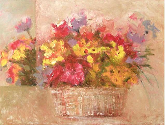 油絵 菅家令子 絵 絵画 インテリア 額付(黒) uF6-110302 花