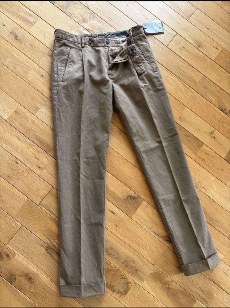 【極美品】BERWICH コットンリネンチノパンツ48 ベージュ ベルウィッチ