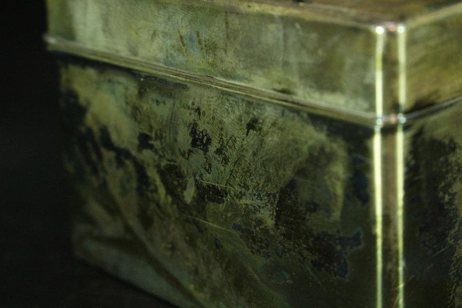 銀製 刻花紋 宝石箱 silver 鍵付 未使用(K-XA675)