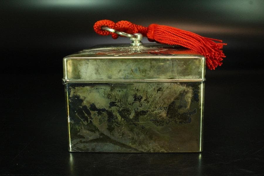 銀製 刻花紋 宝石箱 silver 鍵付 未使用(K-XA675)