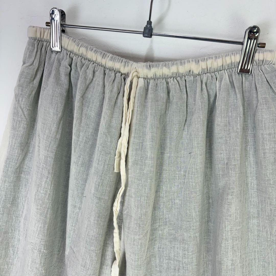 【新品】タイパンツ　二枚重ね　ハス柄　シアーコットン　男女兼用　ブラウン