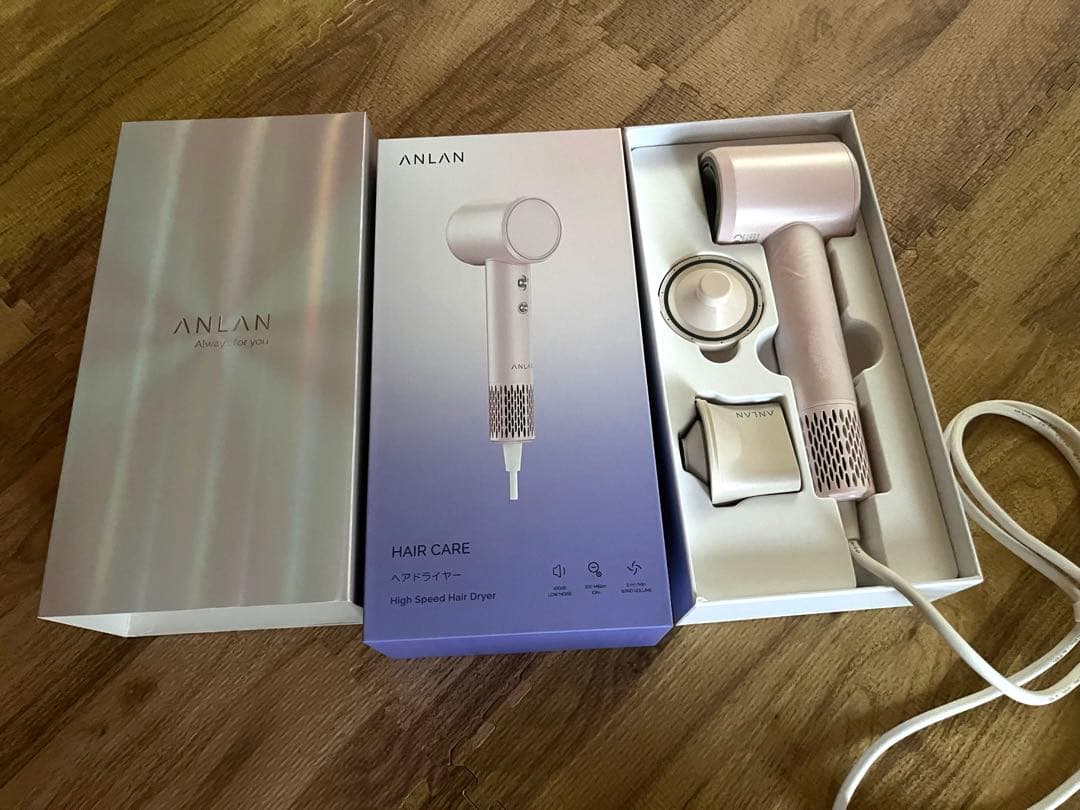 ANLAN ヘアドライヤー ピンク 速乾機能付き