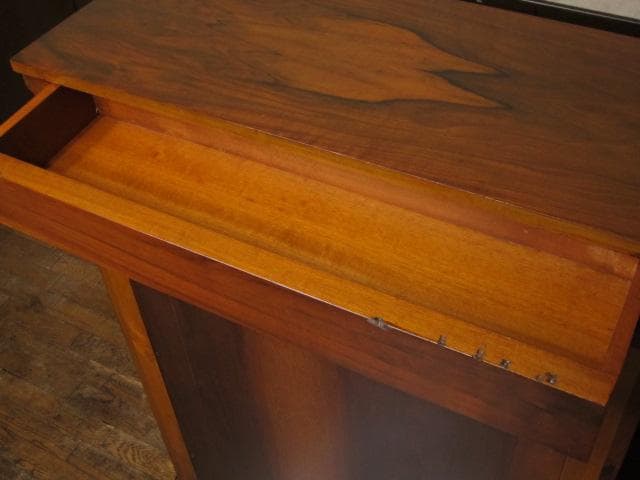 フレンチアンティーク 木象嵌 オルモル装飾 ピアキャビネット 鍵付き