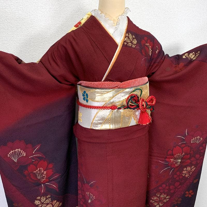 601z11,412y1,510u7,小物類〇モダン 振袖 やや身幅広め〇美品