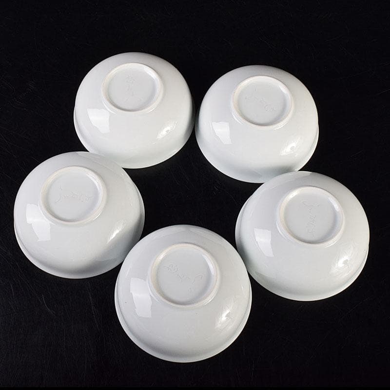 有田焼　二代　奥川忠右ェ衛門作　花文　白磁小鉢揃　5客　共箱　C　6944